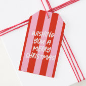 Roze Rode Retro Kerstcadeau Label Cadeaulabel