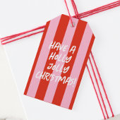 Roze Rode Retro Kerstcadeau Label Cadeaulabel