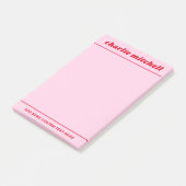 Roze rode retro naam post-it® notes (Schuin)
