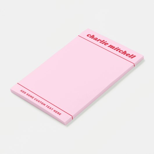Roze rode retro naam post-it® notes (Schuin)