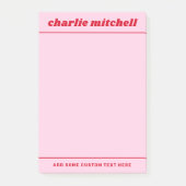 Roze rode retro naam post-it® notes (Voorkant)