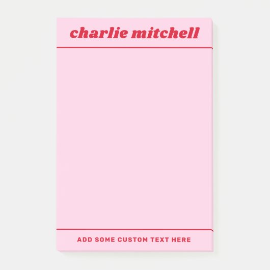 Roze rode retro naam post-it® notes (Voorkant)