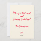 Roze Rode Retro Ornamenten Kerst Kaart (Achterkant)