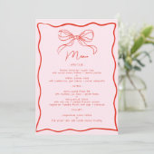 Roze & Rode Retro Strik Franse Kerstmaaltijd Menu (Staand voorkant)
