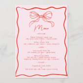 Roze & Rode Retro Strik Franse Kerstmaaltijd Menu (Voorkant)