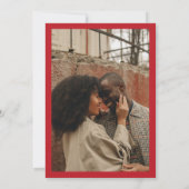 Roze rode retro Wavy Seventies Wedding Save The Date (Achterkant)