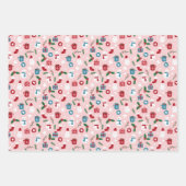 Roze rode rode, luie kerstpatronen Inpakpapier Vel (Voorkant)