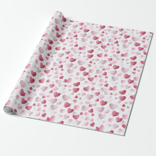 Roze & Rode Romantische Glitter Hearts Wrapping Pa Cadeaupapier
