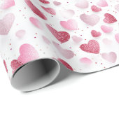 Roze & Rode Romantische Glitter Hearts Wrapping Pa Cadeaupapier (Rol Hoek)