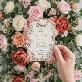 Roze & Rode Romantische Lente Bloemencode QR Weddi Informatiekaartje