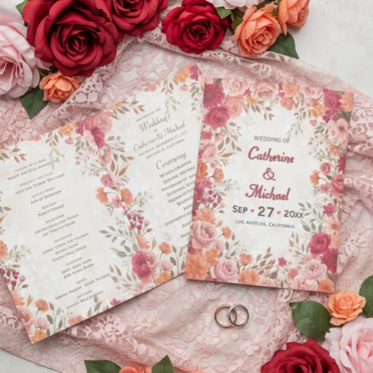 roze & rode romantische lente bruiloft programma