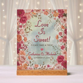 Roze & Rode Romantische Lente Bruiloftsgeschenken Acryl Bord