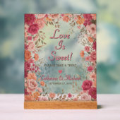 Roze & Rode Romantische Lente Bruiloftsgeschenken Acryl Bord (Neutraal)