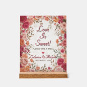 Roze & Rode Romantische Lente Bruiloftsgeschenken Acryl Bord (Voorkant)