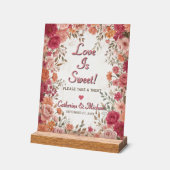 Roze & Rode Romantische Lente Bruiloftsgeschenken Acryl Bord (Hoek)
