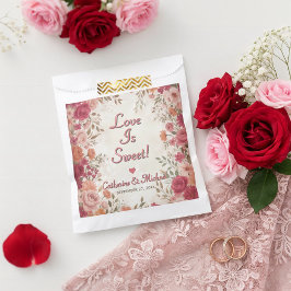 Roze & Rode Romantische Roos Lente Bruiloft  Bedankzakje