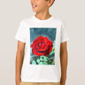 Roze rode roodroos t-shirt (Voorkant)