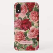 Roze Rode Roos Bloem Gepersonaliseerde Naam Case-Mate iPhone Case (Achterkant)
