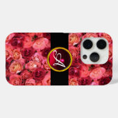 ROZE RODE ROOS VELD, RODE ROBIJN EDELSTEEN MONOGRA Case-Mate iPhone CASE (Achterkant (horizontaal))