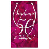 Roze rode Rose 50 en Fabulous Birthday Party Klein Cadeauzakje (Achterkant)