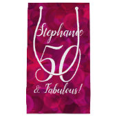 Roze rode Rose 50 en Fabulous Birthday Party Klein Cadeauzakje (Voorkant)