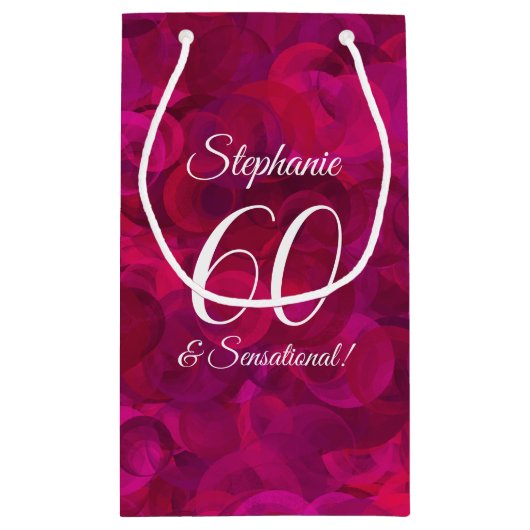 Roze rode Rose 60 en Sensational Birthday Party Klein Cadeauzakje (Achterkant)