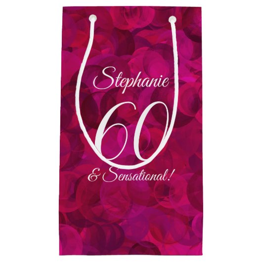 Roze rode Rose 60 en Sensational Birthday Party Klein Cadeauzakje (Voorkant)