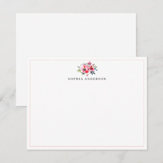 Roze rode roze pony Eucalyptus Florenz Waterverf Notitiekaartje (Voorkant / Achterkant)