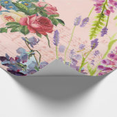  roze rode roze vogelgrieppatroon cadeaupapier (Hoek)