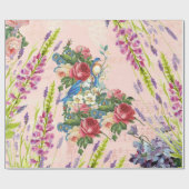  roze rode roze vogelgrieppatroon cadeaupapier (Vlak)