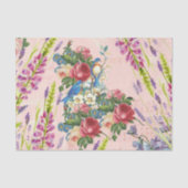  roze rode roze vogelgrieppatroon tissuepapier (Voorkant)