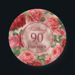 Roze Rode Rozen 90 en Fabulous Paper Bord<br><div class="desc">Roze Rode Rozen 90 en Fabulous BirthdayPaper Bord. Chic, Elegant, , Roze, Bleek violet rood, rozen floral design. Een mooi romantisch, girly ontwerp een elegante bloemenroze, bleek paarse rode rozen met groene bladeren op faux roos gouden folie achtergrond, 90e verjaardag Party Paper Bord kunt u uw verjaardagsfeest vieren personaliseren. vrouwelijke...</div>
