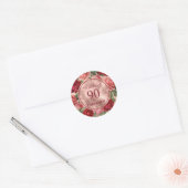  Roze Rode Rozen 90 en Fabulous Ronde Sticker (Envelop)