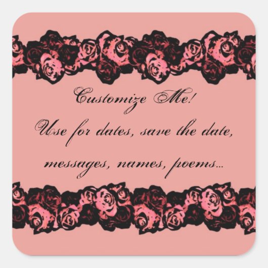  roze rode rozen aanpasbare woorden stickers (Voorkant)