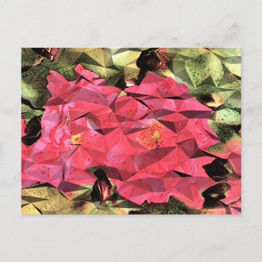 Roze rode rozen Abstracte Cubist Briefkaart (Voorkant)