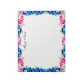  roze rode rozen blauwe bloemen, aangepast notitieblok (Linkerzijde)