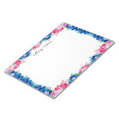  roze rode rozen blauwe bloemen, aangepast notitieblok (Schuin)