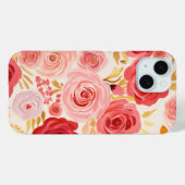 Roze Rode Rozen Bloem Bloemen Waterverf Case-Mate iPhone Case (Achterkant (horizontaal))