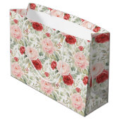 Roze Rode Rozen Bloemachtige Bruidsfeest Groot Cadeauzakje (Achterkant Gekanteld)