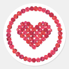 Roze Rode Rozen Bloemhart Valentijnsdag Ronde Sticker