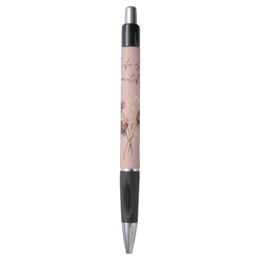 Roze Rode Rozen Bloemstuk Pen (Voorkant Verticaal)