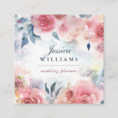 Roze rode rozen Boho Floral Visitekaartje (Voorkant)