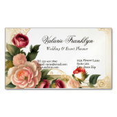  Roze & Rode Rozen Elegante Bruiloft Planner Magnetisch Visitekaartje (Voorkant)