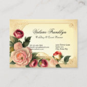  Roze & Rode Rozen Elegante Bruiloft Planner Visitekaartje (Voorkant)