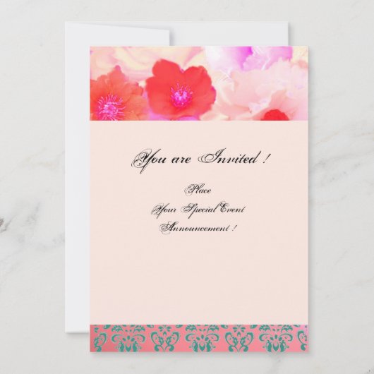 ROZE RODE ROZEN EN ANEMONE BRUIDSSHOWER KAART (Achterkant)