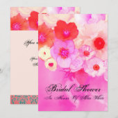 ROZE RODE ROZEN EN ANEMONE BRUILOFTSDUSHOWER KAART (Voorkant / Achterkant)