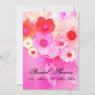 ROZE RODE ROZEN EN ANEMONE BRUILOFTSSHOWER KAART