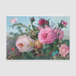 roze, rode rozen en gebompelde bloemen tissuepapier