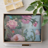  roze, rode rozen en gebompelde bloemen tissuepapier (Geschenk)