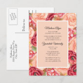 Roze rode rozen/Floral College Trunk Party Uitnodiging Briefkaart (Voorkant / Achterkant)